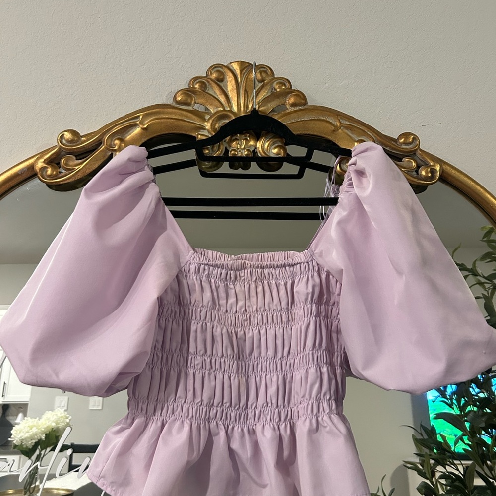 Mi Ami by Francesca Lavender Puff Sleeve Smocked Top